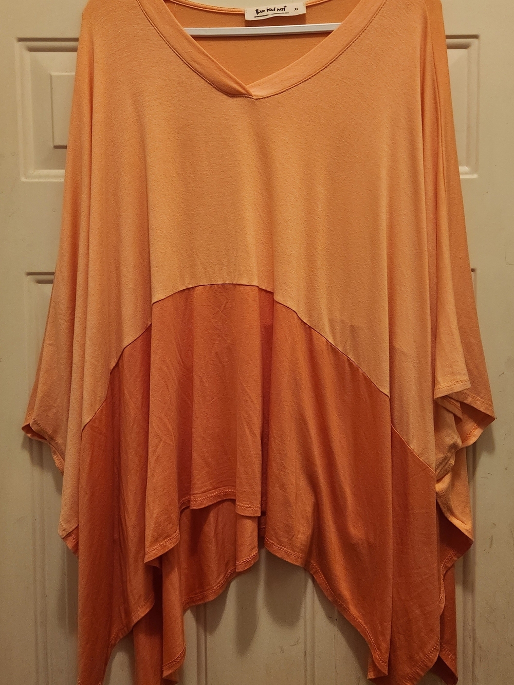 Three Bird Nest Two-Tone V-Neck Tunic Colorblock Top
